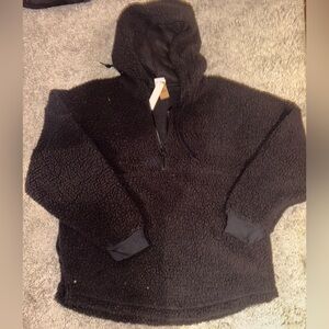 NWT Pink Sherpa Black 1/4 Zip Large